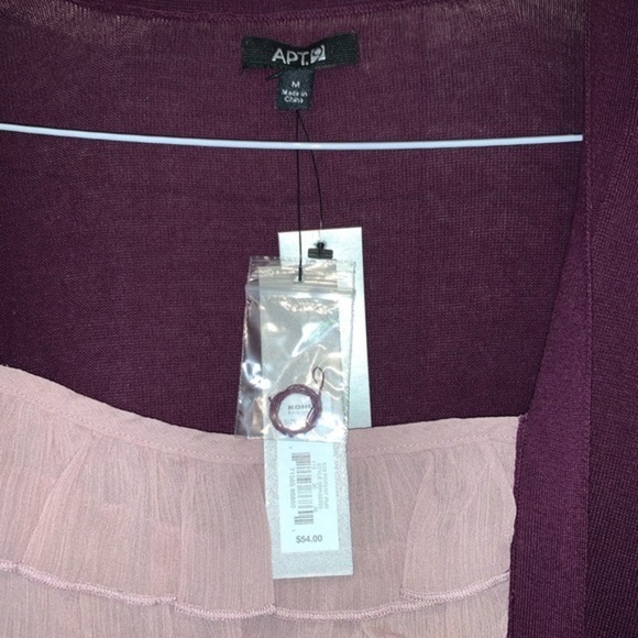 Apt 9 Purple Long Sleeve Ruffle Top NWT- Size M - Picture 3 of 3